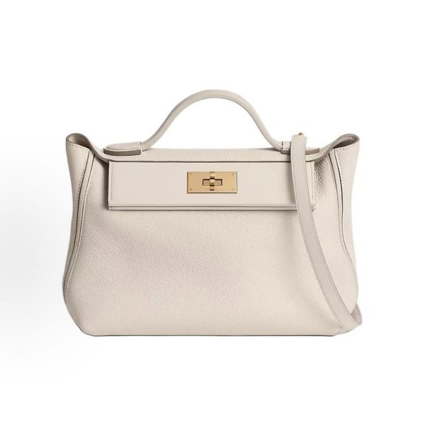 HERMES 24/24 29 Gold buckle detachable shoulder strap single-shoulder handbag, women\'s milkshake white